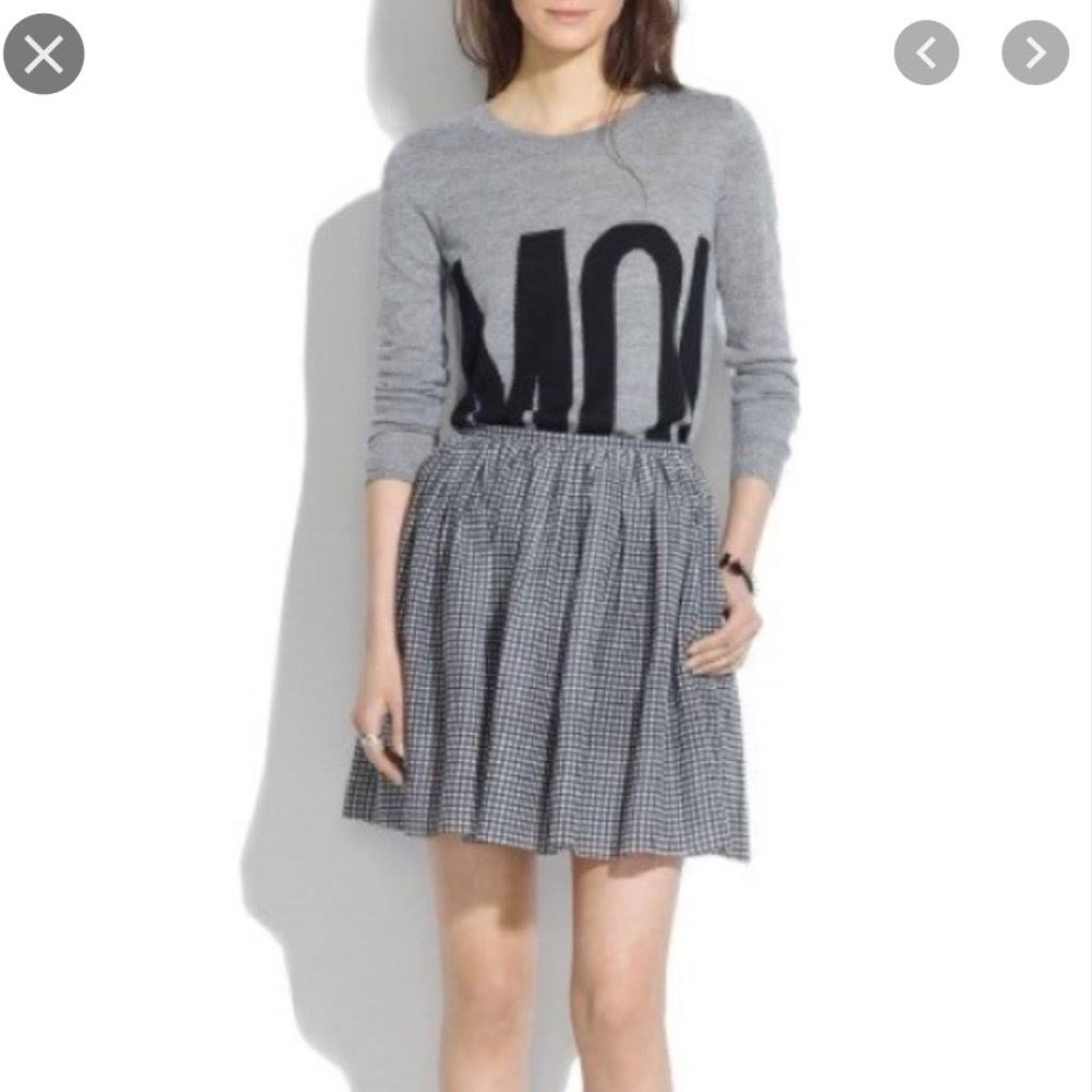 Madewell Gray and Black Gingham Skirt